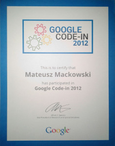 GCI 2012 - certyfikat